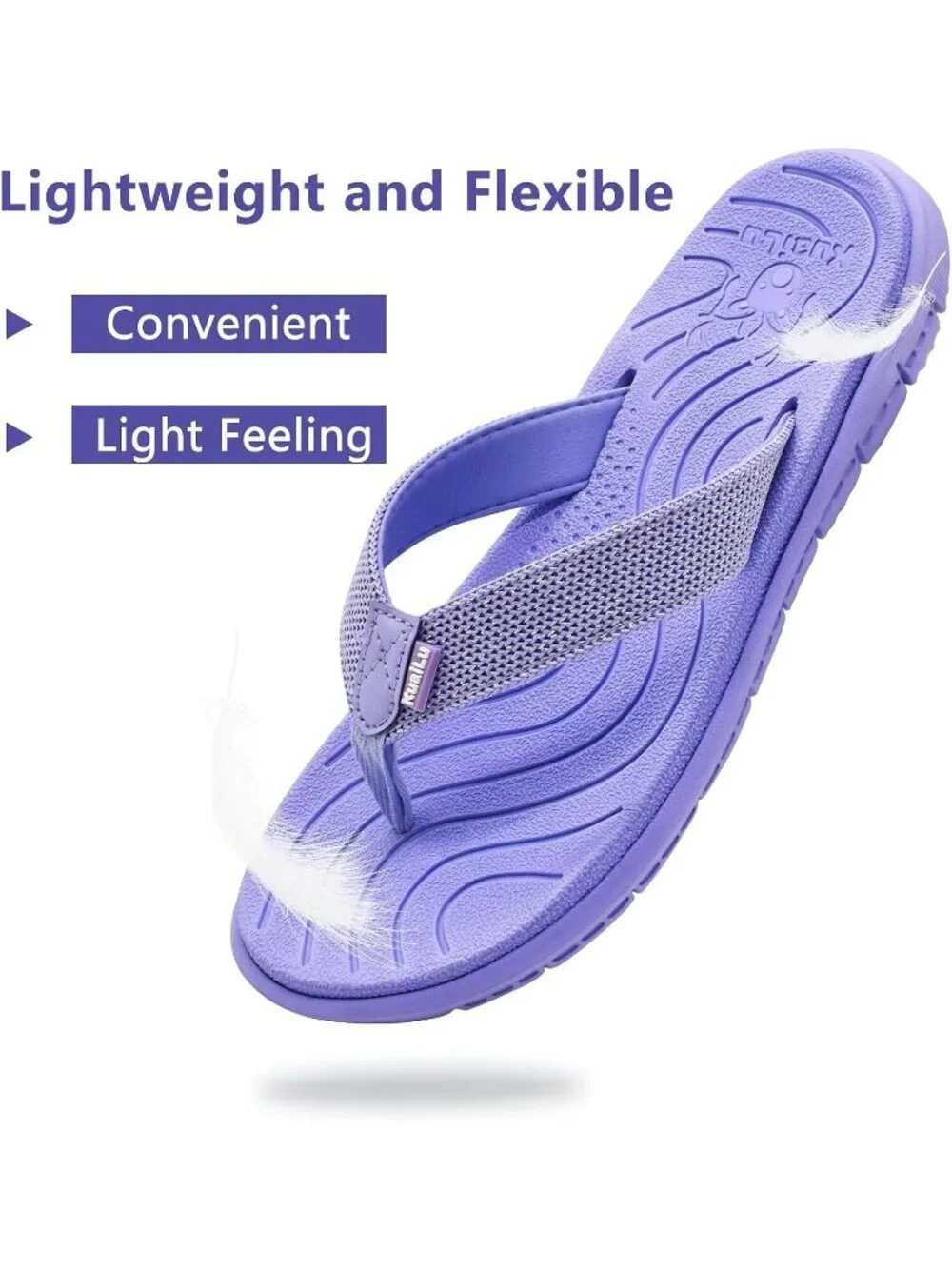 Women's Purple Flip Flops Lightweight Cushion Summer Beach Sandals Casual